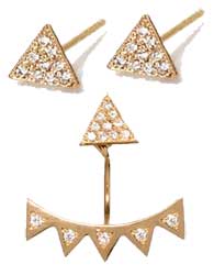 Zoe Chicco Small Eyelast Diamond Earring Charm and Zoe Chicco Tiny Diamond Triangle Stud Earrings