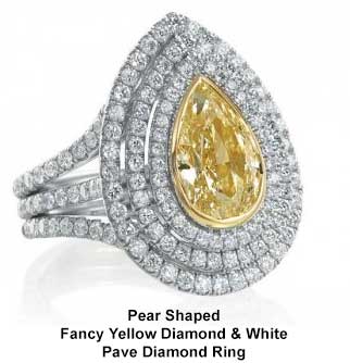 Pearl Shaped Fancy Yellow Diamond Ring