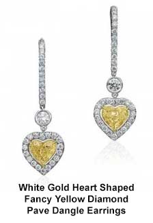  Yellow Heart Diamond Heart Earrings