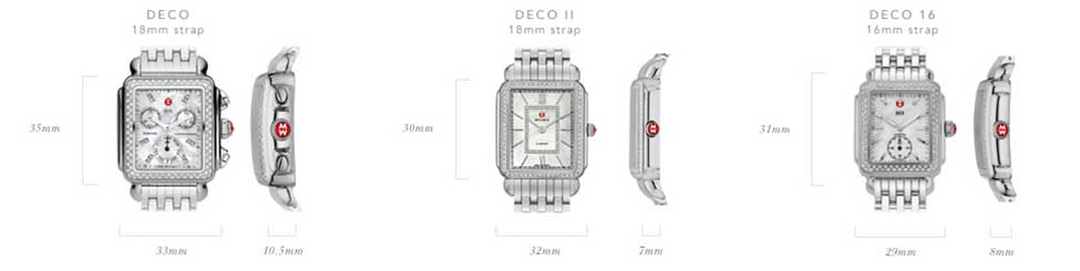 Michele Deco Watch Collection Size Guide